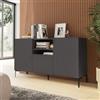 DEGHI Madia 150x85h cm antracite con 1 cassetto e 2 ante cannettate e piedi in metallo nero - Judith