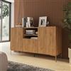 DEGHI Madia 150x85h cm rovere gold con 1 cassetto e 2 ante cannettate e piedi in metallo oro - Judith