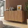 DEGHI Madia 150x85h cm rovere gold con 3 ante cannettate e piedi in metallo oro - Judith