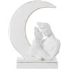 DRW Figura di una coppia con la luna di ceramica in bianco sabbia e oro 24x11x30cm