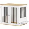 PawHut Gabbia per cani, tavolino, ciotole rimovibili girevoli a 360°, 2 porte per cani di taglia media 80x55x71,5cm bianco | Aosom Italy