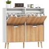 HOMCOM Scarpiera Stretta con 4 Cassetti Pieghevoli e Ripiani Regolabili per 16 Paia 95x26x95 cm Naturale e Bianco | Aosom Italy