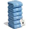 nice homeit - Set 6 Lavette 30x30 cm - Mini Asciugamani viso e ospiti 100% cotone ad anello - Morbide, Assorbenti, Lavabili - Per Bagno, Cucina, Trucco e Viaggio - Made in Italy (Azzurro)