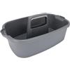 KOOJOYCC Organizzatore per la pulizia impilabile, cestino multiuso in plastica con manico, cestino per attrezzi da giardino, organizer per la pulizia del bagno, scatola portaoggetti, grigio