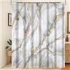 Xiaoterna Tenda da doccia in marmo 3D Tenda da bagno grigio oro Lusso moderno Astratto marmo grigio punti d'oro Repellente all'acqua Tende da doccia lavabili in lavatrice 180x200cm