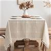 MIULEE Tovaglia Rettangolare Effetto Lino 100x140cm Beige a scacchi Tovaglia In Poliestere Idrorepellente Tovaglia Lavabile Antimacchia Per Cucina Per Feste