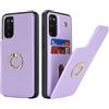 SailorTech per Samsung Galaxy S20 Custodia con portacarte, Galaxy S20 Custodia telefonica ad anello con supporto per carta di credito Custodia per Samsung S20-Viola