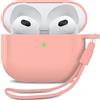 MyGadget Custodia in Silicone per AirPods 3a Generazione - [ Compatibile con Qi ] con Braccialetto in Silicone - Custodia Protettiva Morbida - Rosa