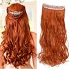 SEGO Extension Clip Capelli Fascia Unica 60cm Extensions Sintetiche Capelli Ricci Ondulati con 5 fermagli 3/4 Full Head 120g - Arancione