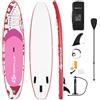 COSTWAY SUP Gonfiabile Adulti 305/335 cm, Stand Up Paddle Gonfiabile con Pinne, Leash, Pagaia, Pompa, Kit di Riparazione e Borsa, Carico Massimo 120 kg (Rosa, 335 x 76 x 16 cm)