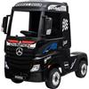 Mondial Toys Camion Trattore Elettrico MERCEDES-BENZ ACTROS per Bambini 12V con Sedile in Pelle Telecomando 2.4G Porte Apribili Ruote in Gomma Full Optional Nero
