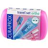 Curaprox Ortho Travel Set | Apparecchi Ortodontici E Cure Da Viaggio | Spazzolino Ultra Morbido + Dentifricio Sbiancante | Set Rosa Compatto Per L'igiene Ortodontica