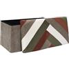 Home Deco Factory, HD0551, Panca Pieghevole Cotele Patchwork Multifunzionale, Pratico Contenitore e comodità di Seduta, Ideale per Soggiorno,Dimensioni 76x38x38 cm, Beige, Grigio, Rosso, Verde