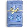 Tex family Set Asciugamani Mare Blu Pesci Coralli - Spugna 100% Cotone - Ricamo Nautico Bianco - Made in Italy