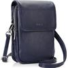 befen Piccola borsa a tracolla in vera pelle da donna, borsa a tracolla per telefono cellulare con scomparti per carte di credito RFID, Blu navy