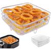 WANDGU Griglia per friggitrice ad Aria Tripla 8,2 × 8,2 × 3,7 Pollici - Vassoio Quadrato per friggitrice ad Aria, griglia per friggitrice ad Aria in Acciaio Inossidabile 304 per Forno Ninja