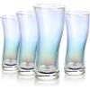 Joeyan 380ML Bicchieri iridescenti, Set di 4 Highball colorati,Bicchieri da Vino in cristallo, Bicchiere da acqua a pareti spesse per cocktail,succhi,bevande miste,birra,whisky e decorazione da bar
