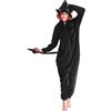 SINSEN Costume da drago Onesie, pigiama per adulti, flanella animale, con cappuccio, tuta per Halloween, Natale, cosplay, costume per uomini e donne, Nero , S