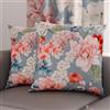 PETTI Artigiani Italiani - Coppia di Federe Cuscino 35x35 cm in Microfibra, Cuscini Arredo Camera da Letto, Divano, Salotto, Set 2 Fodere Copricuscino, Federa Floreale 19 Celeste, 100% Made in Italy