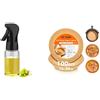 GRIFEMA Spruzzatore Olio Vetro 200ml e Carta Forno 100 Fogli per Friggitrice Aria BPA Free