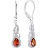YL Orecchini Infinito Nodo Argento 925 con pietra portafortuna di Gennaio Granat Pera Orecchini per Donna