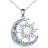 YAFEINI Collana Sole e Luna per Donna Argento Sterling 925 Opale Celtico Mezzaluna Ciondolo Pietra di Luna Regalo di Gioielli per Ragazze (sole opale bianco)