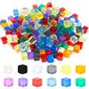Sxutop 240 Pezzi Dadi a Sei Lati 8 mm Multicolor Cubi Acrilici Trasparenti Perline Senza Fori in 12 Colori Con Borsa con Coulisse per Giochi da Tavolo, Apprendimento, Artigianato e Hobby