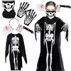 Capgoost Costume Scheletro Bambino 120 CM, Vestito Halloween Con Maschera e Guanti per Carnevale