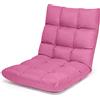 RELAX4LIFE Sedia da Terra in Velluto, Sedia Pieghevole Relax con Schienale Inclinabile in 14 Livelli, Poltrona Imbottita e Portatile Salvaspazio per Soggiorno e Camera da Letto (lino, rosa)