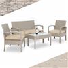 Casaria® Lounge Tavolo da Giardino Set Polyrattan Mobili da Esterno 4 Persone Incl. Cuscini Gruppo di Seduta Terrazza Balcone Salottino Outdoor