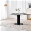 GrandCA HOME CrandCA HOME Tavolo da Pranzo Rotondo Moderno e Semplice, in Similmarmo Nero, Diametro 120 cm, può Ospitare da 4 a 6 Persone