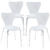 [en.casa] Set di 4 Sedie da Sala Pranzo Cucina Sala di Attesa Sedie Impilabili Gambe Cromate Scocca delle Sedie in Multistrato di Betulla - Bianco