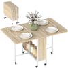 HOMCOM Tavolo da Pranzo Pieghevole, Tavolo a Ribalta per 4-6 Persone, Salvaspazio Moderno con Ripiano e 6 Ruote, in Metallo, 130x80x74 cm, Color Legno