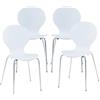 [en.casa] Set di 4 Sedie da Sala Pranzo Cucina Sala Riunioni Sedie Impilabili Gambe Cromate Scocca delle Sedie in Multistrato di Betulla - Bianco