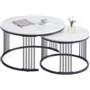 ZZINOKE Set di 2 Tavolino Salotto Moderno, Tavolino da Salotto Marmo con Struttura in Metallo, Grandi: 80x80x45cm; Piccolo: 60x60x40cm, Tavolo Salotto, Tavolino Salotto Rotondo, Bianco e Nero