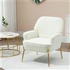 SEPNINE Poltrona Salotto in Velluto, Poltroncina Camera da Letto, Sedia da Soggiorno in Stile Scandinavo con Gambe Dorate, Super Confortevole, Capacità Fino a 135 kg (Bianco)
