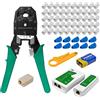 ALEENFOON - Kit di strumenti di rete professionali con crimpatrice, per Ethernet, LAN, RJ11, RJ45, Cat5e, Cat6, Cat7, con 50 connettori RJ45, set di 65 strumenti per internet