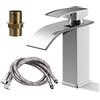 ZLLkeji Rubinetto Bagno Lavabo Acciaio Inossidabile Miscelatore Monocomando per Lavabo Design Antispruzzo e Risparmio Idrico Rubinetto per Lavandino Bagno-Doppia Uscita Acqua Calda/Fredda Argento