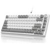 YINDIAO Ajazz AK820 Tastiera Meccanica con Manopola,Layout ANSI 75%,Tastiera da Gioco Cablata 81 Tasti,5 Schiuma Fonoassorbente,Hot-swap,Interruttore Lineare,Luce Bianca,per PC,MAC (Grigio & Bianco)