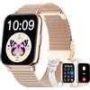 Colesma 1,85" Orologio Smartwatch Donna, Effettua/Risposta Chiamate, Assistente Vocale, Impermeabile Fitness Tracker con Pressione Sanguigna/SpO2/Sonno 100+ modalità Sportive per Android iPhone