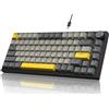YINDIAO Ajazz AK820 Tastiera Meccanica con Manopola,Layout ANSI 75%,Tastiera da Gioco Cablata 81 Tasti,5 Schiuma Fonoassorbente,Hot-swap,Interruttore Lineare,Retroilluminazione RGB,per PC,MAC(Grigio)
