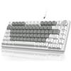 YINDIAO Ajazz AK820 Tastiera Meccanica con Manopola,Layout ANSI 75%,Tastiera da Gioco Cablata 81 Tasti,5 Schiuma Fonoassorbente,Hot-swap,Interruttore Lineare,Luce Bianca,per PC,MAC (Bianco & Grigio)