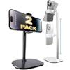 COOPER ChatStand 2-Pack - Supporto per cellulare regolabile in altezza per scrivania | Ruotabile, inclinabile, supporto telescopico 9-13 per visualizzazione a livello occhi (Nero/Bianco, 2pz)