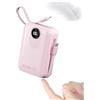 Powelephant Power Bank 20000mAh con Cavi Integrati: Batteria Esterna a ricarica rapida da 22.5W per telefono cellulare,Pacco Batteria USB C (ingresso e uscita), Caricatore Portatile con 4 uscite e 2 ingressi-Rosa