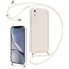 Coalbooliy Cover per iPhone XR 6,1 con Cordino per Cellulare, Custodia Silicone con Regolabile Collana Sottile Morbida Case Protezione della fotocamera Antiurto con Necklace, Bianco