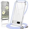 Coiwxmoi Cover per Google Pixel 7a con Cordino 6,1,Trasparente Custodia con Laccio Tracolla Corda Catena Cinghia,Ultra Morbido Silicone TPU Antiurto Case per Google Pixel 7a, Viola