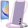 Knrlqim Cover per Samsung Galaxy A34 5G con Cordino Custodia con Laccio Collana Tracolla Collo Corda Regolabile Liquido Silicone Antiurto AntiGraffio Protettiva Case per Samsung A34 5G,Viola Lilla
