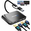 WAVLINK Adattatore da USB 3.0/USB C a DisplayPort e HDMI, hub per Monitor DisplayLink Doppio 5K/4K a 60 Hz per dell HP Surface Lenovo, Compatibile con Windows e Mac M1/M2 (Nero)