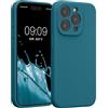 kwmobile Custodia Compatibile con Apple iPhone 15 PRO Cover - Back Case per Smartphone in Silicone TPU - Protezione Gommata - Petrolio Matt