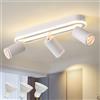 SANSHI Faretti da Soffitto Orientabili LED 3 Luci,Bianco Caldo 3000K,Bianco | Faretti da Parete con Inferiore 27W+3x5W,GU10 Lampadario Faretti,Moderna Plafoniera Faretti Per Cameretta Cucina